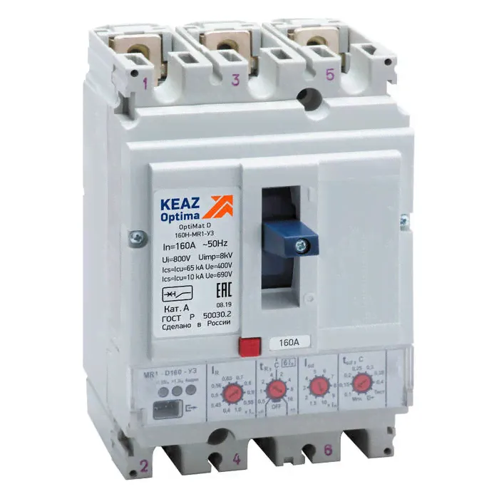 Силовой автомат КЭАЗ OptiMat D, 8кА, 3P, 160А, 285502